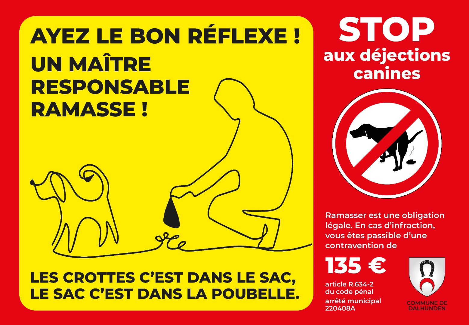 STOP aux déjections canines | Commune de Dalhunden